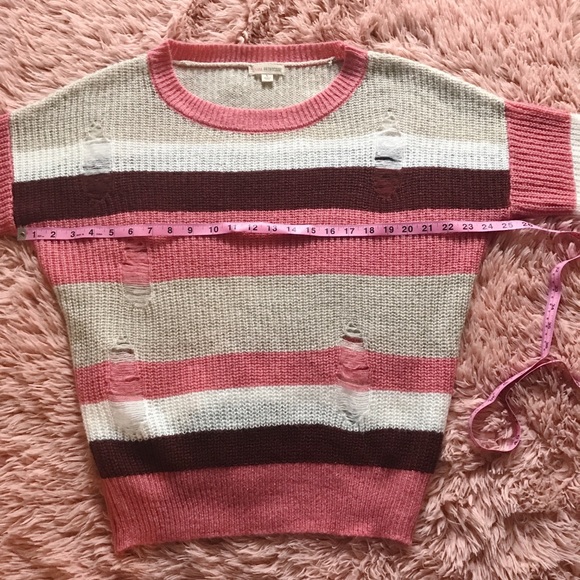 Zenana Outfitters Destroyed Striped Sweater - Picture 6 of 7